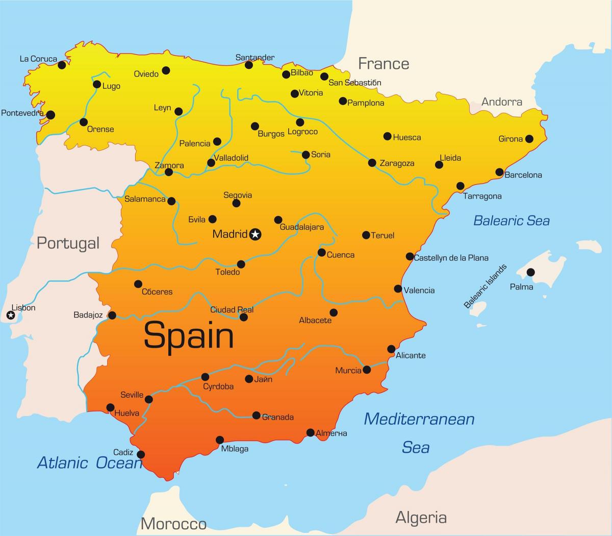 отдыха в Испании карта