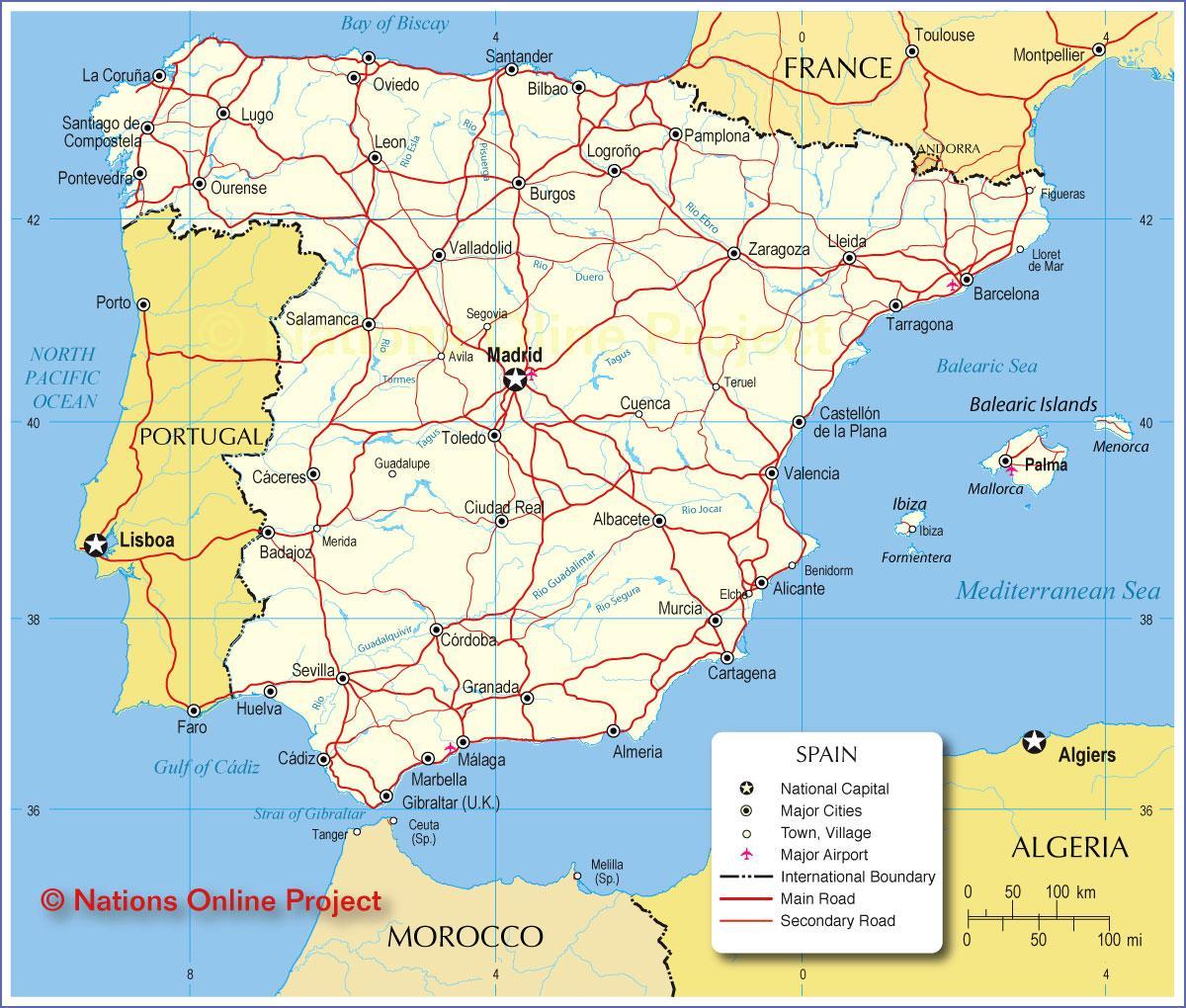 карта Испании транспортов