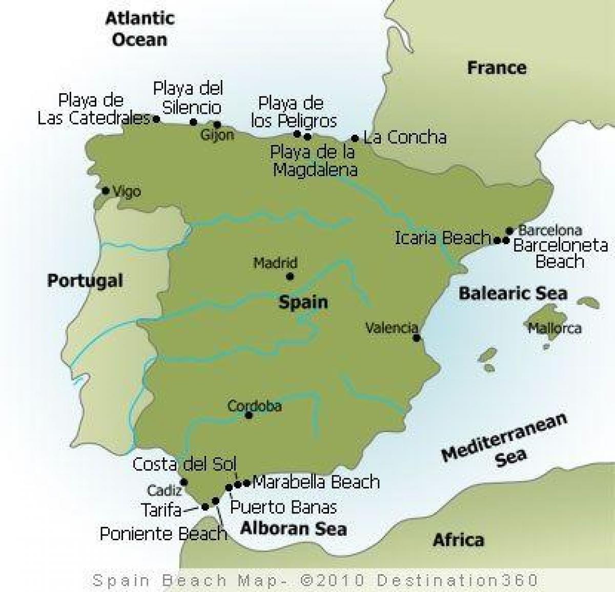 карта Испании пляжи