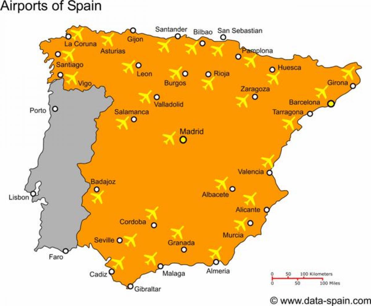 Испания аэропорты на карте
