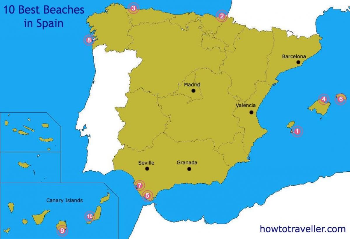 карта лучших пляжей в Испании