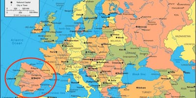 Карта Испании и Европы