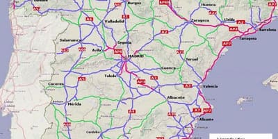 Карта автомобильных дорог Испания