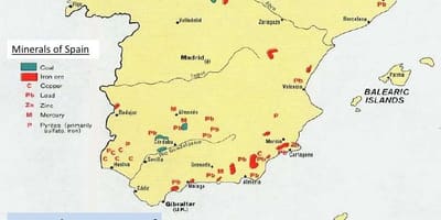 Карта Испании природные ресурсы