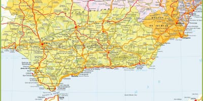 Подробная карта юга Испании